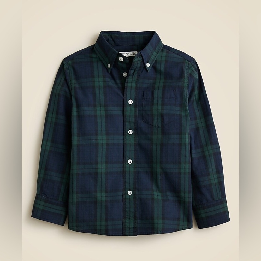 J. Crew factory boys button down green/navy plaid